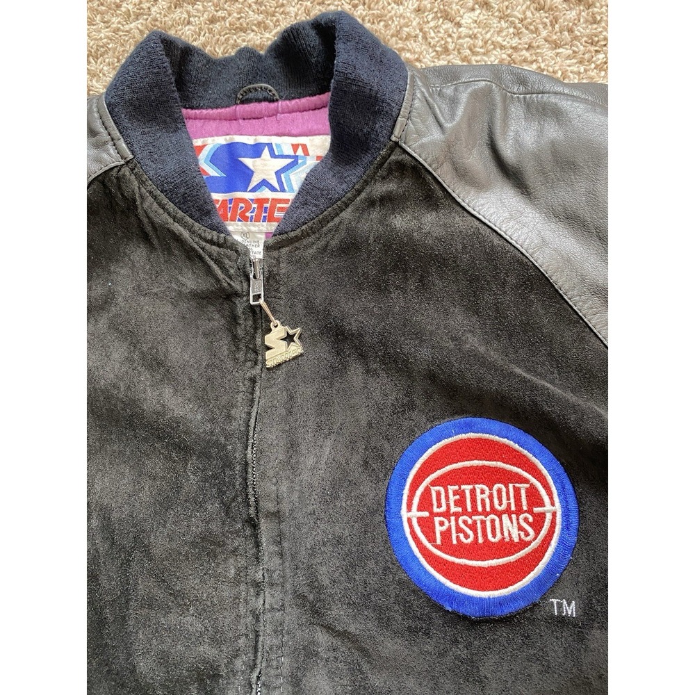 Vintage 90's‎ Starter Detroit Pistons NBA Leather Wool Varsity Jacket Men's XL - Picture 3 of 15